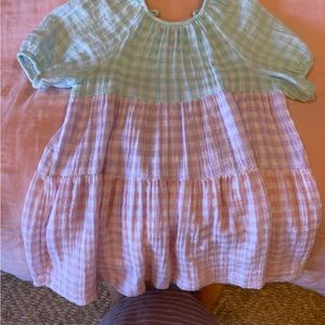 ZARA toddler girls gingham color block dress cotton